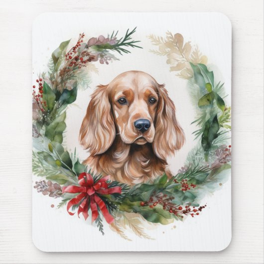 Cocker Spaniel Weihnachtsfeier Festliche Jungfrau Mousepad (Vorne)