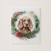 Cocker Spaniel Weihnachtsfeier Festliche Jungfrau Puzzle (Vertikal)