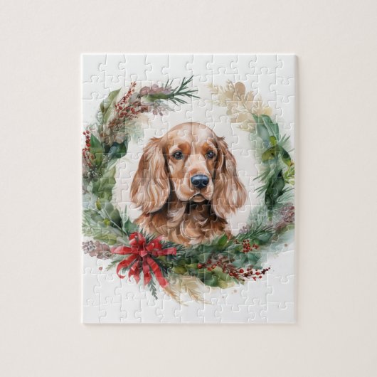 Cocker Spaniel Weihnachtsfeier Festliche Jungfrau Puzzle (Vertikal)