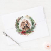 Cocker Spaniel Weihnachtsfeier Festliche Jungfrau Runder Aufkleber (Umschlag)