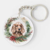 Cocker Spaniel Weihnachtsfeier Festliche Jungfrau Schlüsselanhänger (Rückseite)
