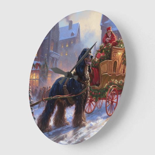 Cocker Spaniel Weihnachtsfeier Große Wanduhr (Winkel)