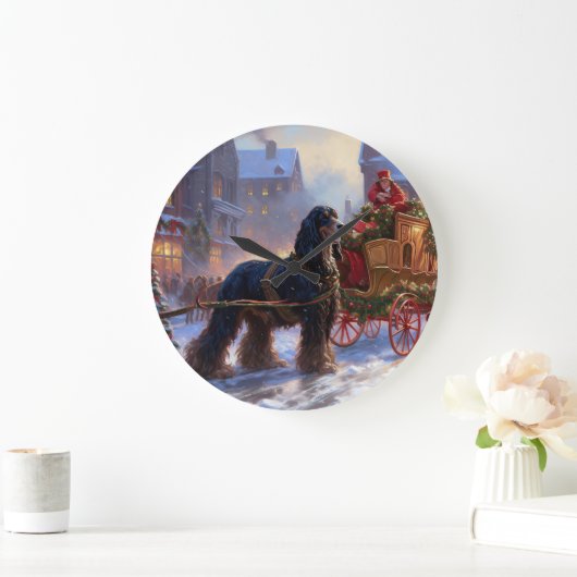 Cocker Spaniel Weihnachtsfeier Große Wanduhr (Zuhause)