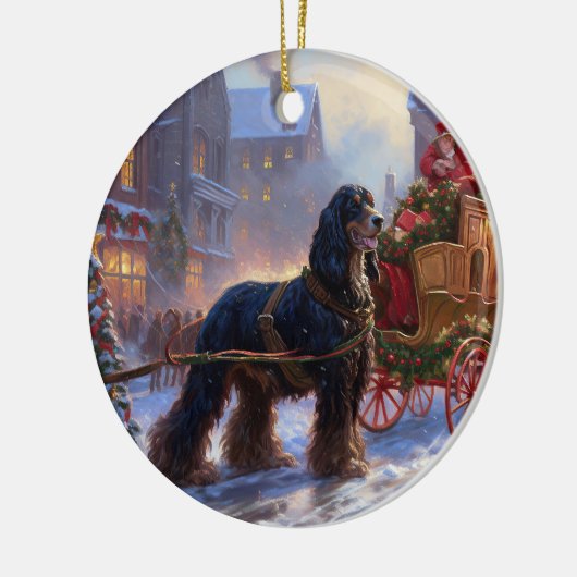 Cocker Spaniel Weihnachtsfeier Keramik Ornament (Links)