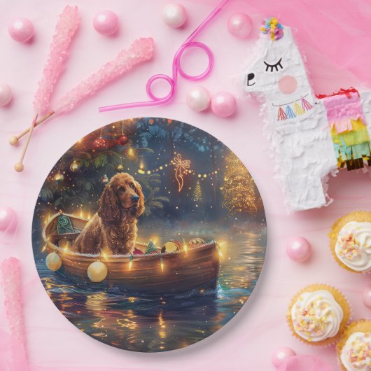 Cocker Spaniel Weihnachtsfeiertage Pappteller (Party)
