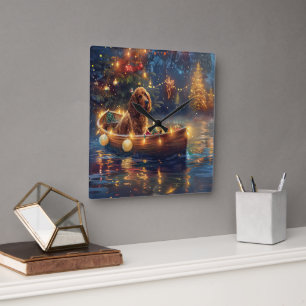 Cocker Spaniel Weihnachtsfeiertage Quadratische Wanduhr