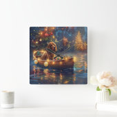 Cocker Spaniel Weihnachtsfeiertage Quadratische Wanduhr (Zuhause)