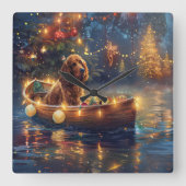 Cocker Spaniel Weihnachtsfeiertage Quadratische Wanduhr (Vorderseite)