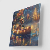 Cocker Spaniel Weihnachtsfeiertage Quadratische Wanduhr (Winkel)