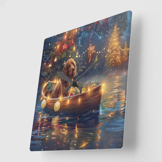 Cocker Spaniel Weihnachtsfeiertage Quadratische Wanduhr (Winkel)