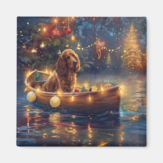 Cocker Spaniel Weihnachtsfestliche Reise Magnet (Vorne)