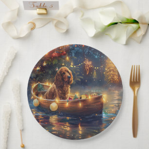 Cocker Spaniel Weihnachtsfestliche Reise Pappteller