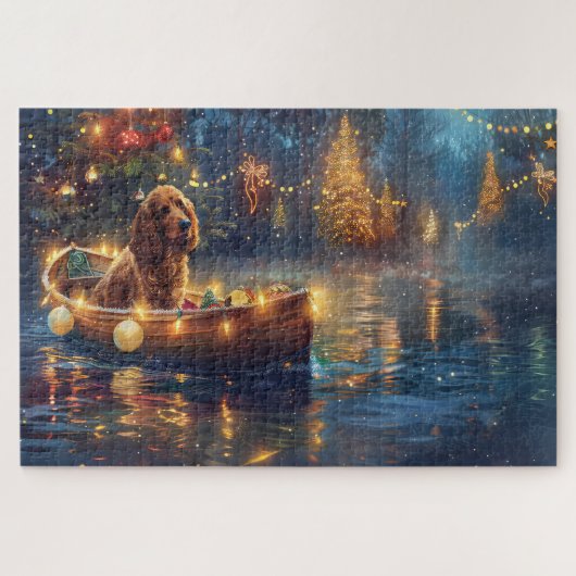 Cocker Spaniel Weihnachtsfestliche Reise Puzzle (Horizontal)