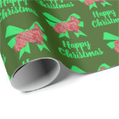 Cocker Spaniel Weihnachtshund & Green Bow Green Geschenkpapier (Rolleneckpunkt)
