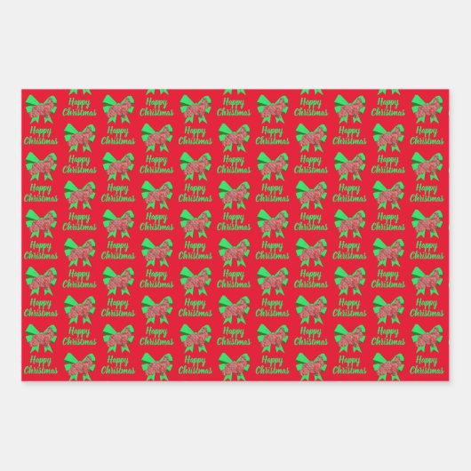 Cocker Spaniel Weihnachtshund & Grüner Bow 3 Farbe Geschenkpapier Set (Vorderseite)