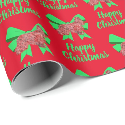 Cocker Spaniel Weihnachtshund & Grüner Bow Red Geschenkpapier (Rolleneckpunkt)
