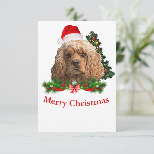 Cocker spaniel Weihnachtskarten Dankeskarte (Stehend Vorderseite)