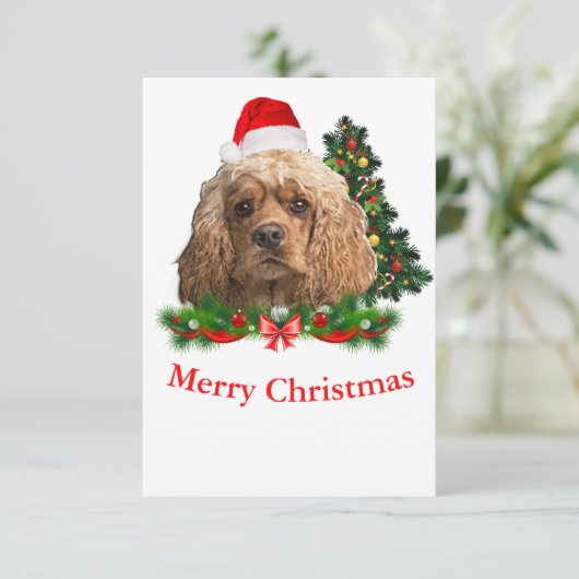 Cocker spaniel Weihnachtskarten Dankeskarte (Stehend Vorderseite)