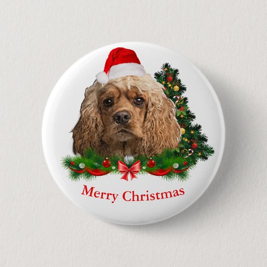 Cocker Spaniel Weihnachtsknöpfe Button (Vorderseite)