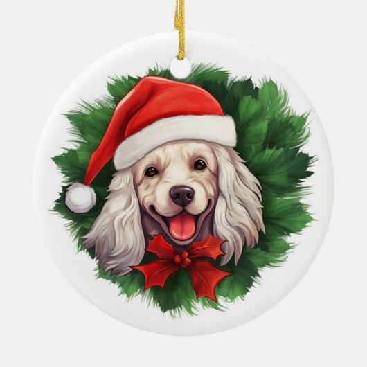 Cocker Spaniel Weihnachtskranz Keramik Ornament (Hinten)