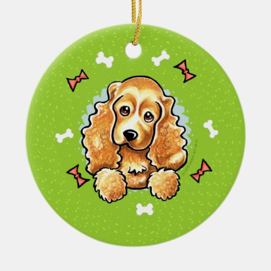 Cocker Spaniel Weihnachtskranz Keramik Ornament (Vorne)