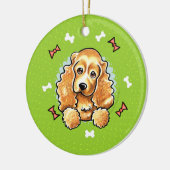 Cocker Spaniel Weihnachtskranz Keramik Ornament (Links)