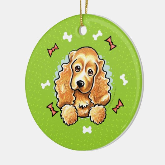 Cocker Spaniel Weihnachtskranz Keramik Ornament (Links)