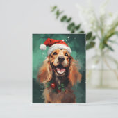 Cocker Spaniel Weihnachtsmalerei Kunstwerk Feiertagskarte (Stehend Vorderseite)