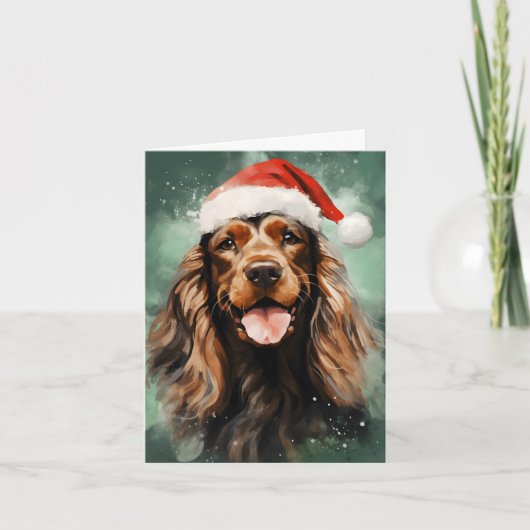 Cocker Spaniel Weihnachtsmalerei Kunstwerk Karte (Vorderseite)