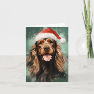 Cocker Spaniel Weihnachtsmalerei Kunstwerk Karte