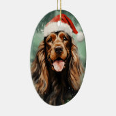 Cocker Spaniel Weihnachtsmalerei Kunstwerk Keramik Ornament (Rechts)