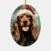 Cocker Spaniel Weihnachtsmalerei Kunstwerk Keramik Ornament (Vorne)