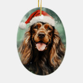 Cocker Spaniel Weihnachtsmalerei Kunstwerk Keramik Ornament (Hinten)