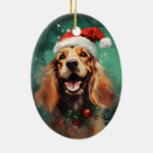 Cocker Spaniel Weihnachtsmalerei Kunstwerk Keramik Ornament (Hinten)