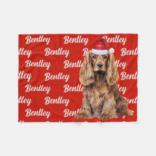 Cocker Spaniel Weihnachtsmann-Hund Individueller N Fleecedecke (Vorderseite (Horizontal))