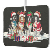 Cocker Spaniel Weihnachtsmannmütze gegen Elfen Wei Autolufterfrischer (Links)