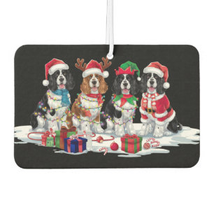 Cocker Spaniel Weihnachtsmannmütze gegen Elfen Wei Autolufterfrischer