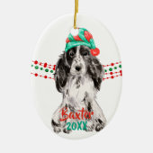 Cocker Spaniel Weihnachtsmannmütze Holiday String Keramik Ornament (Vorne)