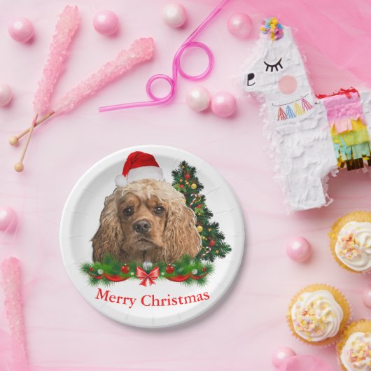 Cocker Spaniel Weihnachtspapier-Teller Pappteller (Party)