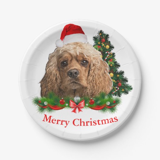 Cocker Spaniel Weihnachtspapier-Teller Pappteller (Vorderseite)