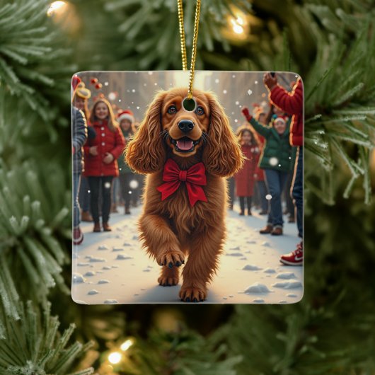 Cocker Spaniel Weihnachtsparade Festtagsgemälde Keramikornament (Baum)