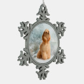 Cocker Spaniel Weihnachtsschmuck Schneeflocken Zinn-Ornament (Links)