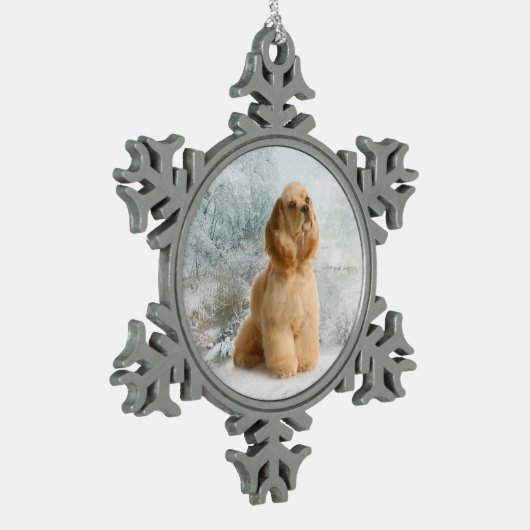 Cocker Spaniel Weihnachtsschmuck Schneeflocken Zinn-Ornament (Links)