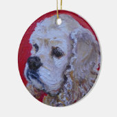 Cocker spaniel-Weihnachtsverzierung Keramikornament (Links)