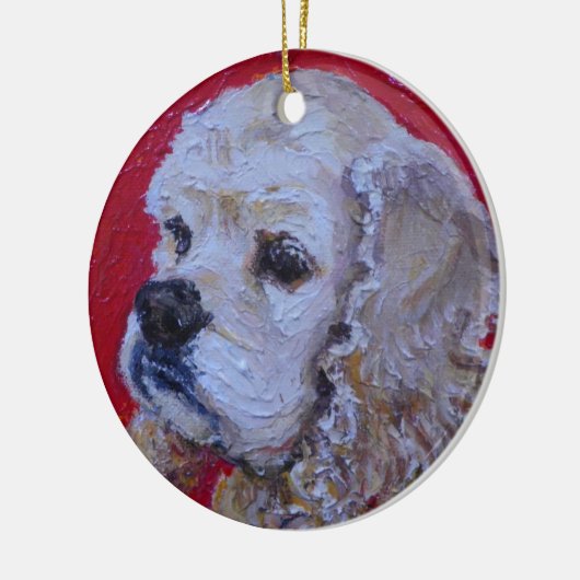 Cocker spaniel-Weihnachtsverzierung Keramikornament (Links)