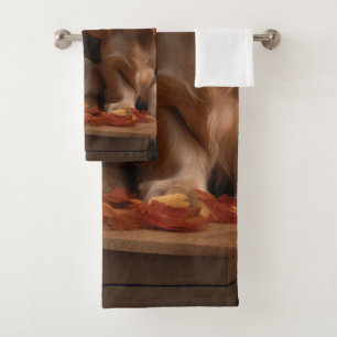 Cocker Spaniel Welpe Autumn Delight Pumpkin Badhandtuch Set