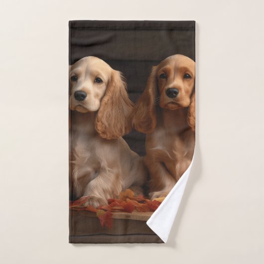 Cocker Spaniel Welpe Autumn Delight Pumpkin Badhandtuch Set (Handtuch)