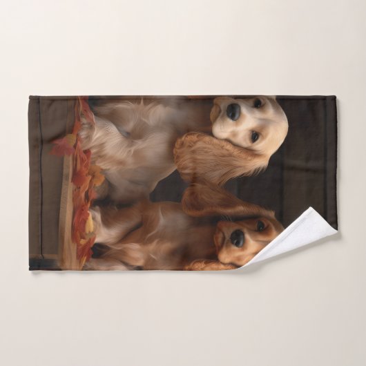 Cocker Spaniel Welpe Autumn Delight Pumpkin Badhandtuch Set (Handtuch)