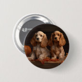 Cocker Spaniel Welpe Autumn Delight Pumpkin Button (Vorne & Hinten)