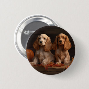 Cocker Spaniel Welpe Autumn Delight Pumpkin Button